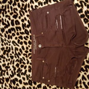 Burgundy ripped shorties